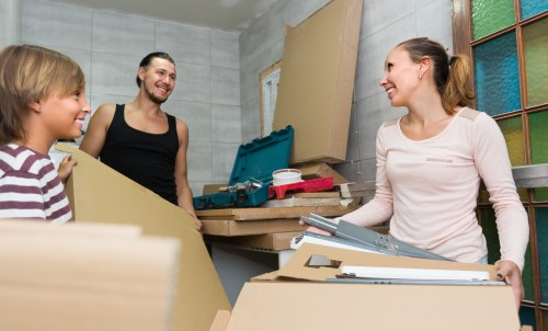 Student boxes and belongings prepared for storage in Chessington