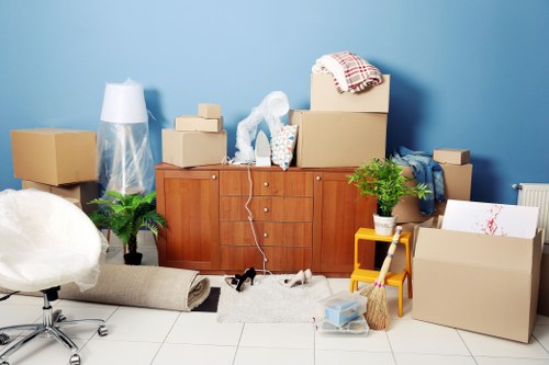 Packing and organising documents for an office move in Chessington