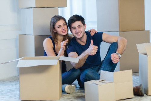 Business stock and office items arranged for a free storage estimate